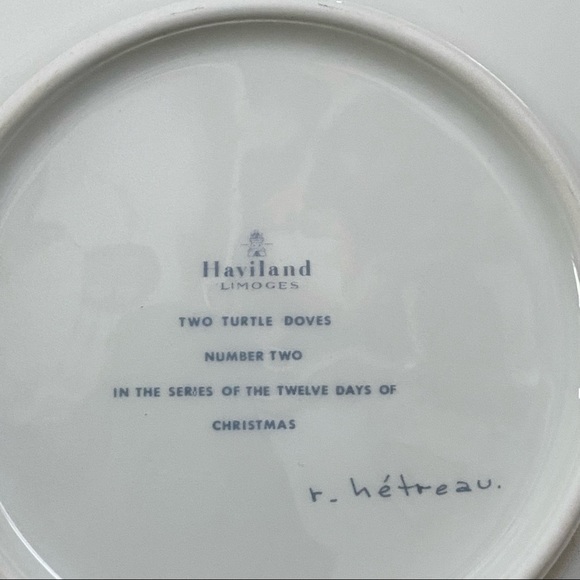 1971 HAVILAND Limoges 12 Days of Christmas Two Turtle Doves Decorative Plate - Picture 10 of 10